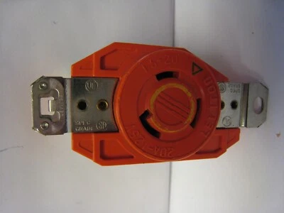 LEVITON 2310-IG LOCKING RECEPTACLE ISOLATED GROUND, 20A, 125V, L5-20R, ORANGE - Image 1 of 4