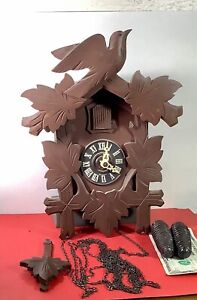 German Cuckoo Clock Black Forest small Marked GM Germany vintage home decor