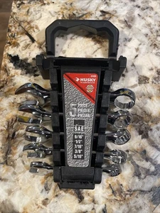 Husky Wrench Set Chrome Finish 12 Point Shorty SAE Set 3/8 7/16 1/2 9/16 5/16 - Picture 1 of 3