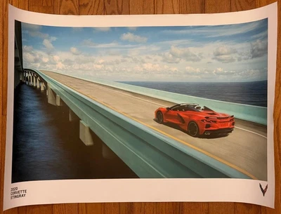 2020 C8 Corvette Stingray GM Chevrolet Red Blue 24" x 36" 2 Sided Poster - READ - Image 1 of 4