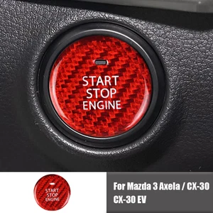 Red Carbon Fiber Car Start Stop Button Trim Sticker For Mazd 3 Axela CX-30 EV - Imagen 1 de 5