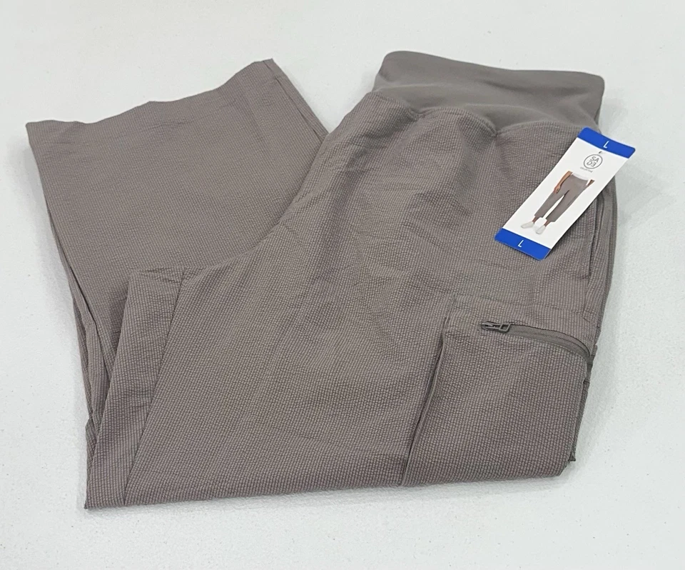 Sage Collective Women's Capri Zip Cargo Pockets Pants Gray Size L