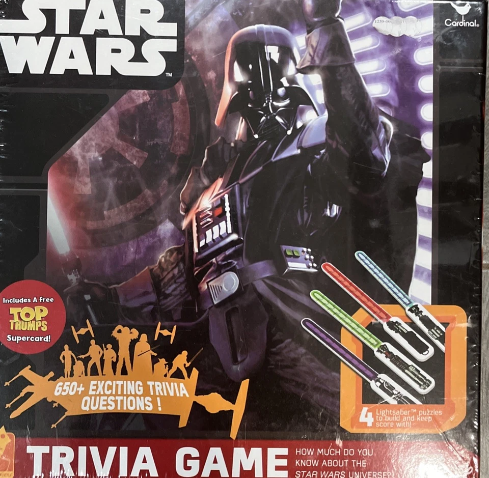 Star Wars Trivia Juego 650+ Preguntas 4 Rompecabezas Sable de Luz Sellado Cardenal Nuevo en Caja Foto 1 de 1