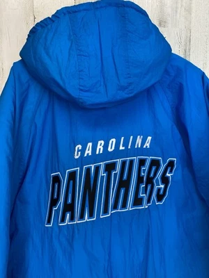 Chaqueta con Capucha Cremallera Completa XL Interior Acolchado De Colección Años 90 Logo 7 NFL Carolina Panthers Foto 1 de 4