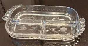 Vtg Duncan Miller Teardrop 3 Part Relish Dish Acid Etched Floral Rectangular - Picture 1 of 7