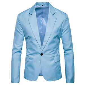 Stylish Men Lapel Casual Slim Fit Formal One Button Suit Blazer Coat Jacket Top