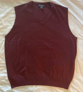 Brooks Brothers Sweater Vest Mens XL Burgundy Saxxon Wool Sleeveless Maroon Red - Picture 1 of 4