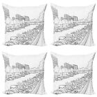 Ambesonne City Urban Cushion Cover Set Of 4 For Couch And Bed In 4 Sizes