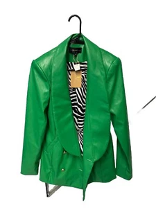 Grüne Damen Lederjacke von Markenlabel neu mit Etikett. Zebramuster innen - Bild 1 von 6