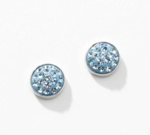 💎Touchstone Crystal Pave Post Earring Aquamarine Rhodium New Condition - Picture 1 of 10