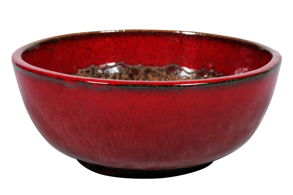 Keramikschale Georgeta 6-01R, rot, schlicht, glasiert, rund, flach, Pflanzsch... - Bild 1 von 1