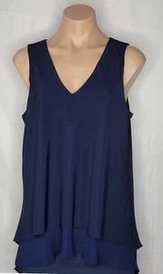 Camicetta donna Lauren Ralph Lauren blu navy senza maniche a strati taglia M - Foto 1 di 8
