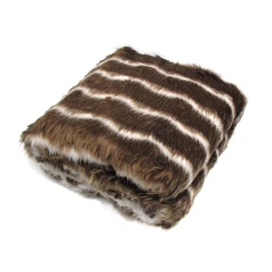 Brown Stripe Nyala Luxury Animal Faux Fur Extra Large Throw Blanket 152 x 203 cm - Picture 1 of 2