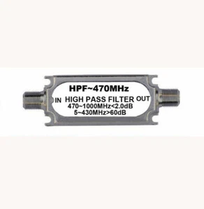 1 szt. CATV Filtr wysokoprzepustowy Złącze typu F HPF ~470MHZ 75ohm - Zdjęcie 1 z 2