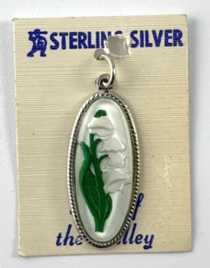 Maiglöckchen (Mai) Sterlingsilber Charm | 1 Zoll | New Old Stock | Sehr guter Zustand - Bild 1 von 3