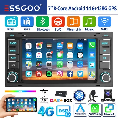6+128G Android14 DAB+ Carplay Autoradio Für VW T5 Transporter Touareg GPS BT KAM - Bild 1 von 4