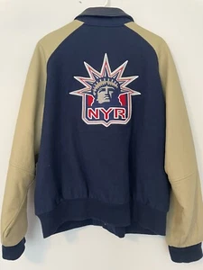 Nike New York Rangers Statue Of Liberty Leather Wool Varsity Vintage Jacket M - Picture 1 of 4