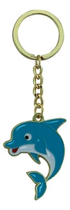 Schlüsselanhänger - Delfin Anhänger Zink 3,5x4,5cm goldfarben & emailliert - Bild 1 von 2