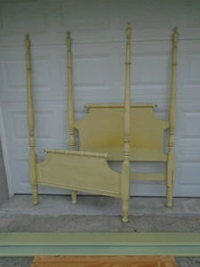 RARE Poster Tall Faux Bamboo Twin size Bed Henry Link Bali Hai Regency 4 Posts - Picture 1 of 13