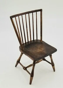 DOLLHOUSE MINIATURE ARTISAN WALNUT SPINDLE BACK SIDE CHAIR BY W.C. AUGER - Picture 1 of 6