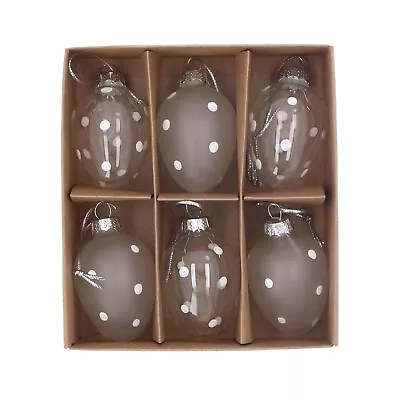 Gisela Graham Easter Egg Decorations in Glass with White Spotty Detailing