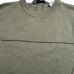 EUC Quiksilver Army/Olive Green Crew Neck Sweater Top with Stripe - Size 7 - Picture 1 of 7