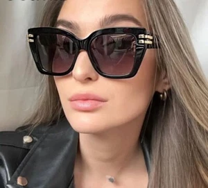 Luxury Brand sunglasses oversized women black big frame - Picture 1 of 5