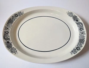 Wildwood Staffordshire England 14" Ovale Servierplatte Sears Schwarz Weiß Blumen - Bild 1 von 8