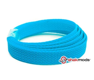 5 meters Shakmods Flat 10mm High Density Light Blue Braided Expandable Sleeving - Picture 1 of 1