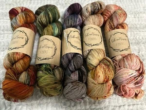 Hand Dyed Merino Wool Nylon Sock Fingering Yarn Lot - Picture 1 of 7