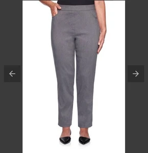 Alfred Dunner Allure Pants Gray Slimming Stretch Trousers Modern Fit Women's 8 P - Picture 1 of 11