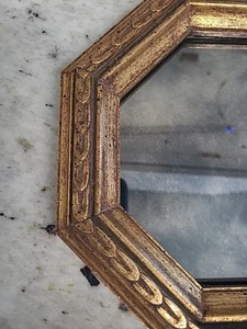 Smoky Glass Mirror 8" Octagon Gold Gilt Frame Vintage Gallery Wall - Picture 1 of 11