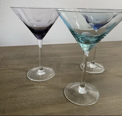 Set of 4 Marquis By Waterford Polka Dot Multicolored Martini Glasses