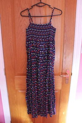 M&S Indigo - Thin strapped butterfly print long maxi dress size 12 years - Image 1 of 4