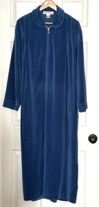 Accappatoio NORM THOMPSON vintage in velluto blu con zip intera taglia 2X - Foto 1 di 12