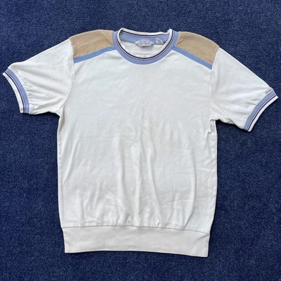 Camisa De Colección Pulgares Arriba Sears Para Hombres Mediana Blanca Tostada Timbre Manga Corta Años 70 Foto 1 de 4