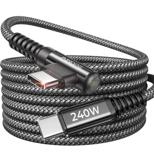 AINOPE 240W USB C to USB C Cable Fast Charging 15FT,Right Angle Black, 1 Pack - Photo 1 sur 8