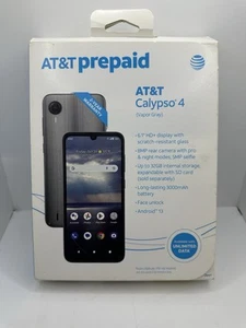 AT&T PREPAID CALYPSO 4 (32GB) Smartphone - Vapor Gray 8MP Android Face Unlock - Picture 1 of 5