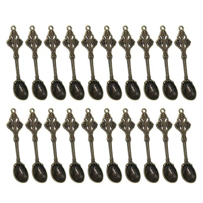 20 peças berloques pingente de liga para fabricação de joias colher esculpida acessórios de bronze - Imagem 1 de 4