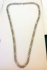 Stainless Steel Men's Solid Figaro 30 Inch Necklace chain 7 MM - Picture 1 of 4