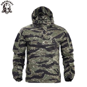 Mens Camo Pullover Hoodie Military Print Outdoor Jacket Lightweight Tiger Stripe - Picture 1 of 10