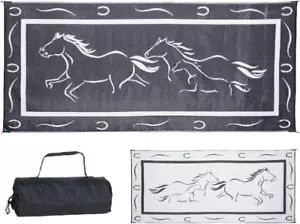 Ming'S Mark GH8181 Reversible Galloping Horses Patio Mat - 8' X 18', Black/Whit - Picture 1 of 4