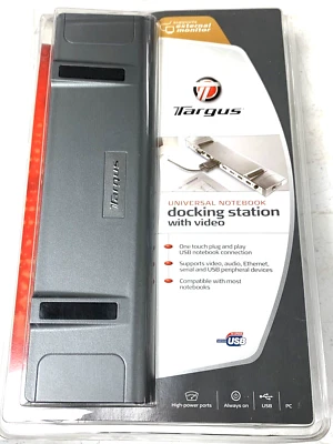 TARGUS ACP50US USB UNIVERSAL NOTEBOOK DOCKING STATION WITH VIDEO & AUDIO - NEW! - Image 1 of 2