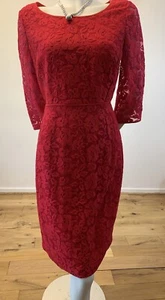 NEW HOBBS LACE DRESS UK 14 US 10 RED 100% POLYAMIDE - Picture 1 of 6