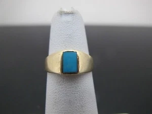 Persian TURQUOISE 14k Yellow Gold MODERNIST Pinky Ring - Picture 1 of 6