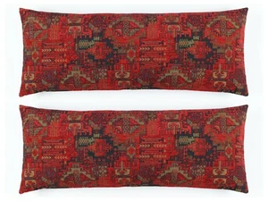 Set of 2 Pillow Cover Kilim Rug Southwestern Bohemian Tribal Turkish Moroccan  - Picture 1 of 4