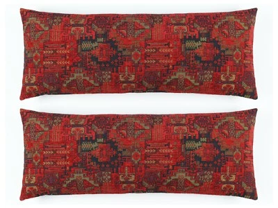 Set of 2 Pillow Cover Kilim Rug Southwestern Bohemian Tribal Turkish Moroccan  - Image 1 of 4
