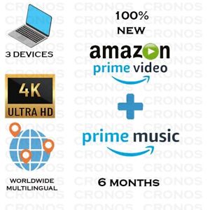 6 MONTHS - AMAZON PRIME VIDEO - PRIME MUSIC - WORLDWIDE - FAST DELIVER
