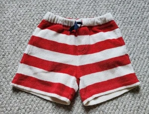 Mini Boden Toweling Shorts Girls Boys 4Y Nautical White Red Stripe Terry Cloth - Picture 1 of 4