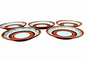 Terracotta White Salad Plates, Set of 5 - Hand Painted From Spain - Picture 1 of 7